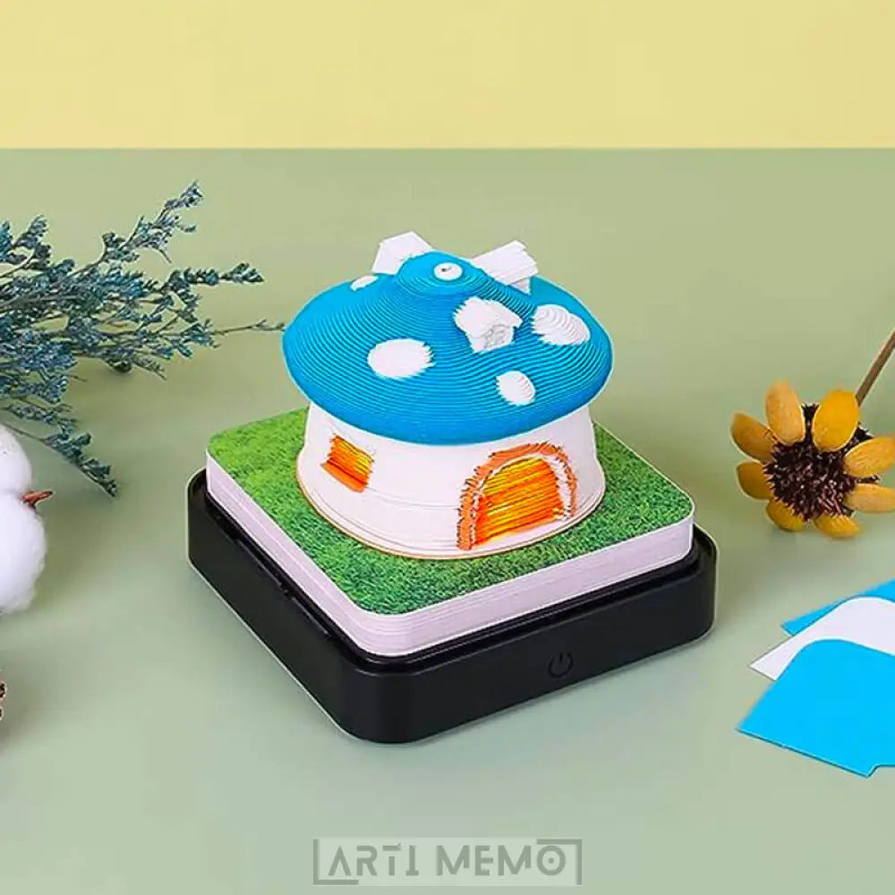 Blue Mushroom House Calendar 2025 (with Lights) Arti Memo