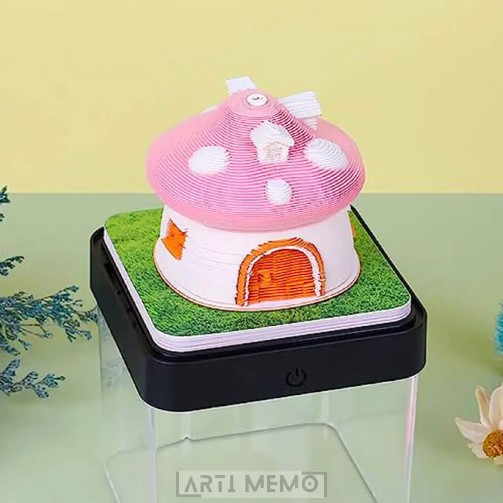 Pink Mushroom House Calendar 2025 (with Lights) Arti Memo